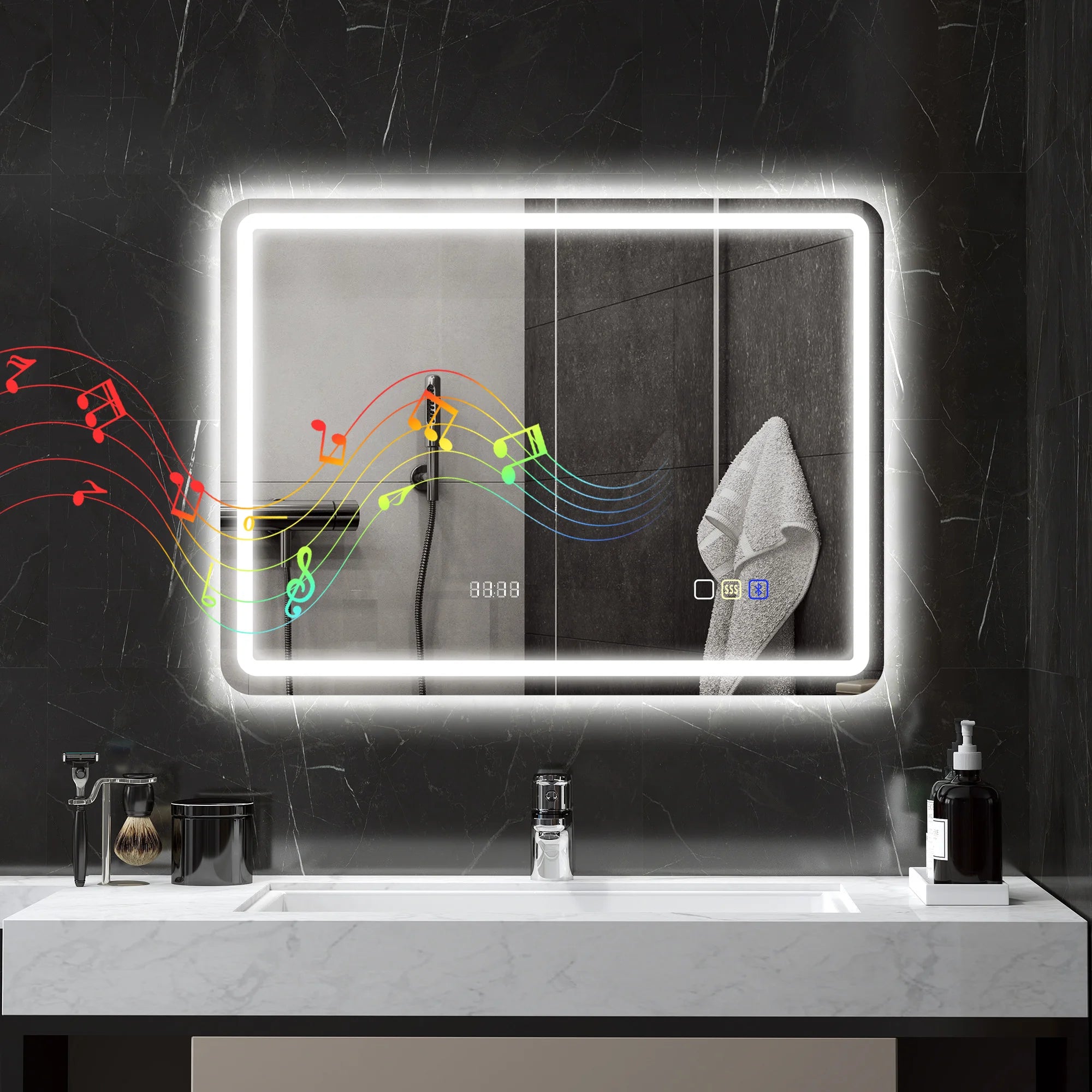 Miroir LED LUMIRA — détail de l'éclairage réglable