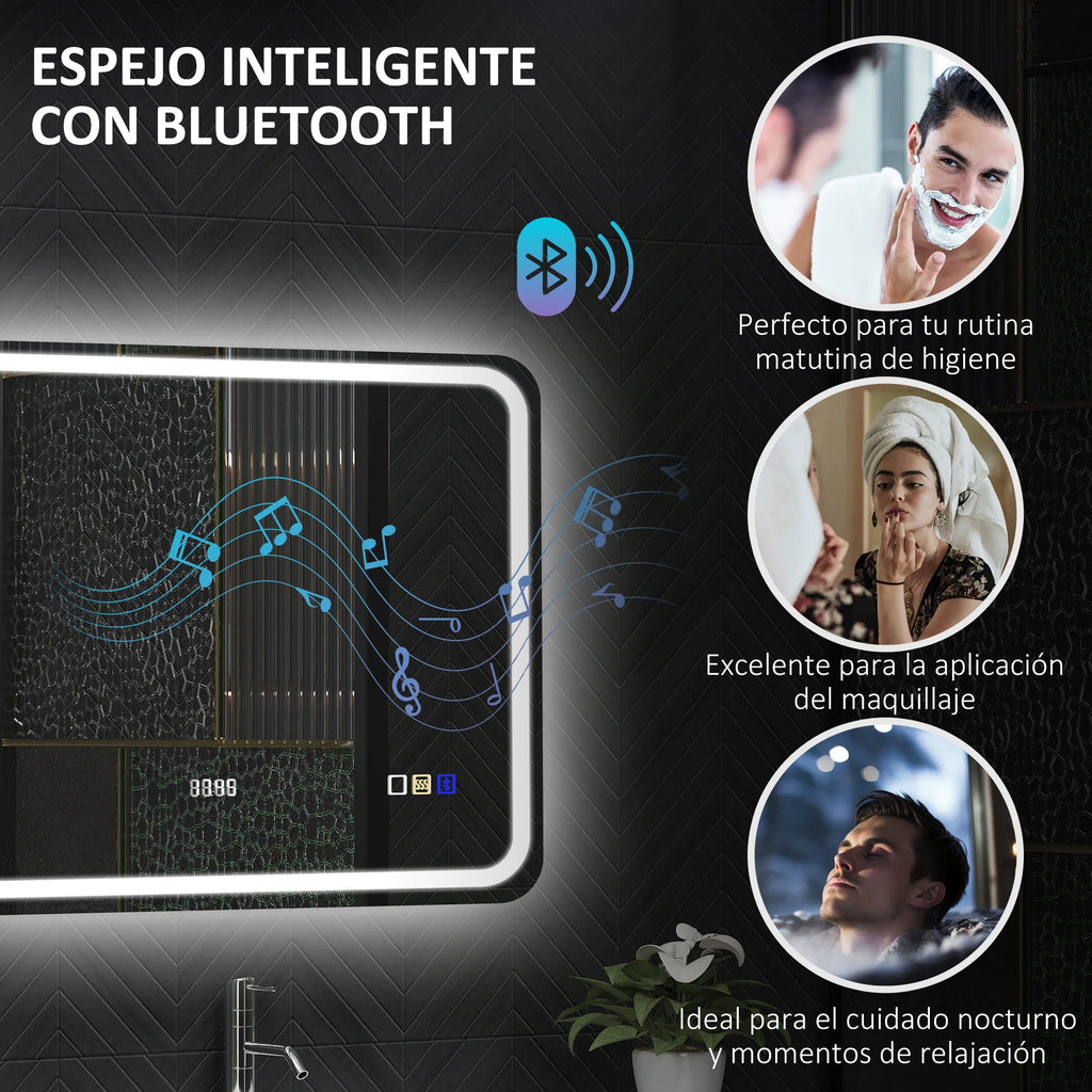 Miroir LED LUMIRA — fonctions Bluetooth et horloge