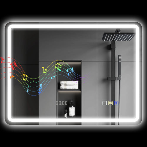 Miroir de salle de bain LED LUMIRA éclairé — vue de face